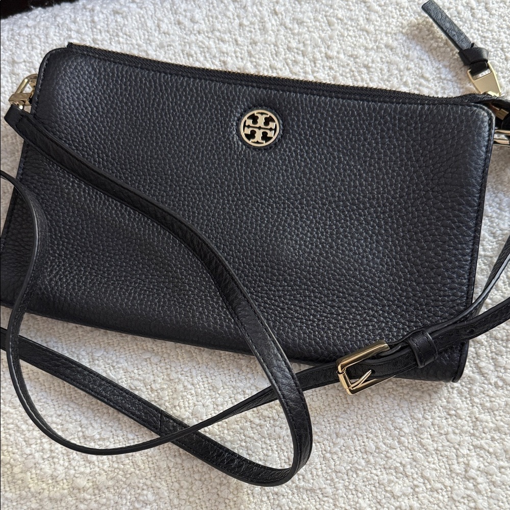 Tory Burch Black Pebbled Leather Crossbody Bag